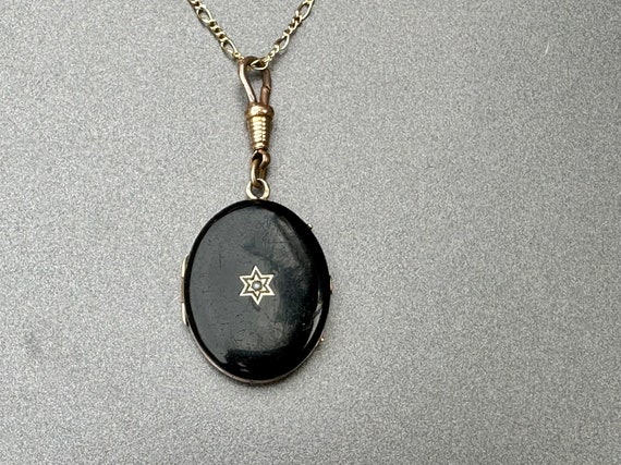 Antique Victorian Gold Locket Black Enamel Mourni… - image 3