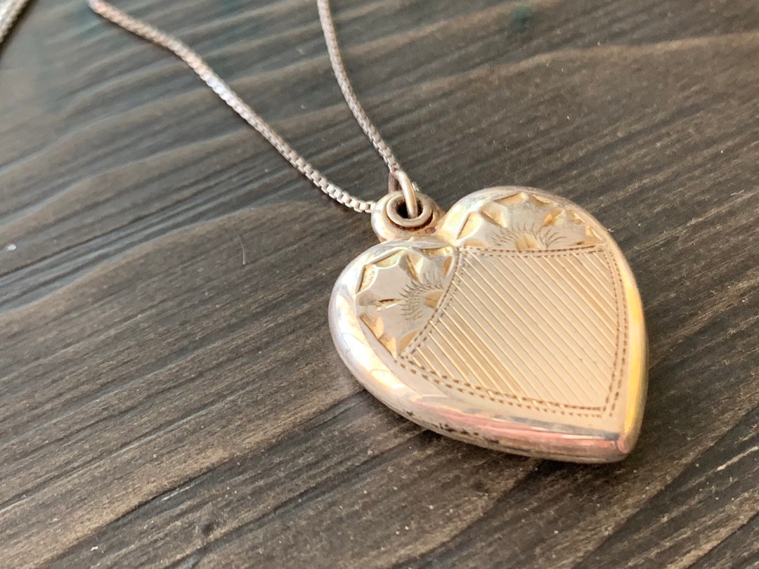 Vintage Sterling Slide Locket Heart Floral Photo Gift for Her - Etsy