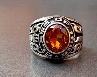 Vintage Men’s Sterling Class Ring 1965 Topaz Keystone Fine Jewelry Gift for Her