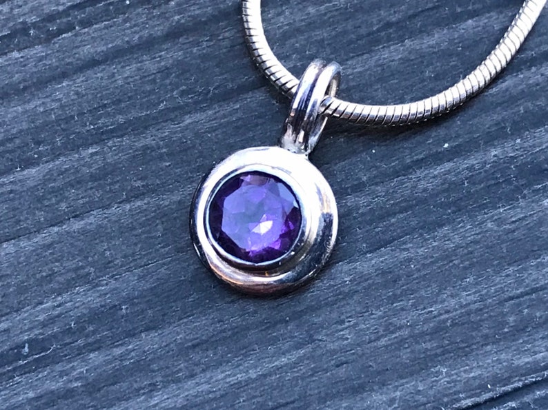Sterling Amethyst Solitaire Necklace February Birthstone Image 0
