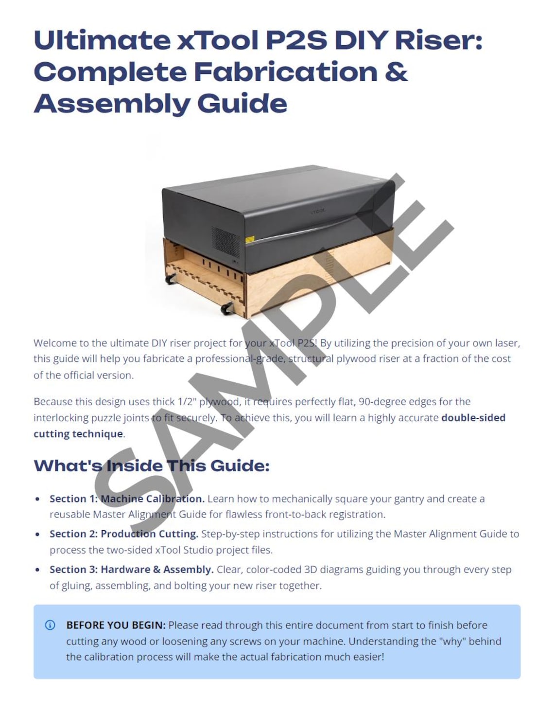 DIY Xtool P2S Riser Base Files & Guide | 10-position Adjustable, Rotary ...