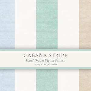 Coastal Cabana Stripe Seamless Pattern, Linen Digital Paper, Multi Stripe Background