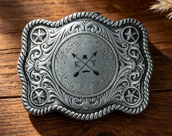 Personalized Belt Buckle | Custom Initial Belt Buckle | Engraved Name Belt Buckle | Anniversary Gift for Husband,Western Cowboy Belt Buckle