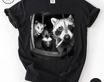 Maglietta Trash Panda Night Crew, maglietta divertente con procione, opossum e puzzola, regalo Feral Goblincore per donne, maglietta umoristica con animali da telecamera di sorveglianza, per amanti degli opossum
