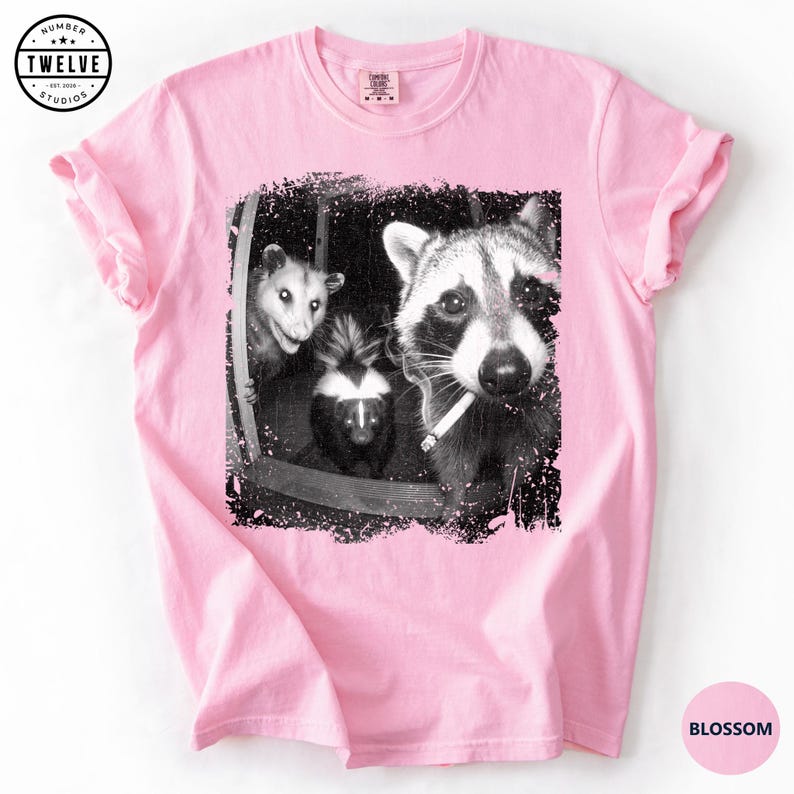 Trash Panda Night Crew Shirt, Funny Raccoon Opossum Skunk Tee, Feral Goblincore Gift for Women, Trail Cam Critter Humor Top, Possum Lover image 14
