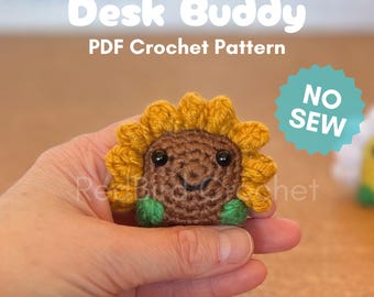 Crochet Sunflower Pattern PDF — Mini Amigurumi Desk Buddy, Flower Plushie Tutorial, Instant Download