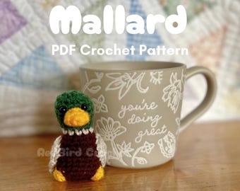 Crochet Duck Pattern PDF — Mini Mallard Amigurumi, Bird Plushie Tutorial, Beginner Friendly, Instant Download