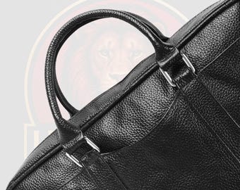 Leather Laptop Bag Briefcase Black Office Messenger Business Tote Travel Work Shoulder Handbag Handmade Unisex Carry On Everyday Use