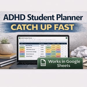 Catch Up Student Planner Google Sheets, Assignment Tracker for Overwhelmed Students, ADHD Study Reset Planner, Homework Organizer