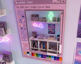 Retro Windows Paint Program Mirror - 90s Aesthetic Wall Decor - Unique Gaming Room Art