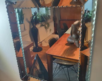 Specchio da parete veneziano vintage – Vetro smussato in stile antico – Specchio decorativo in stile Murano – Decorazione murale italiana di metà secolo