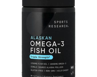 Sports Research, Huile de poisson oméga-3 d'Alaska, 90 gélules FS