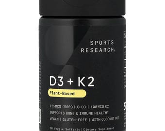Sports Research, D3 + K2, à base de plantes, 30 gélules végétales FS