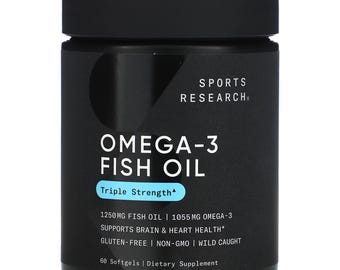 Sports Research, huile de poisson oméga-3, triple concentration, 60 gélules FS
