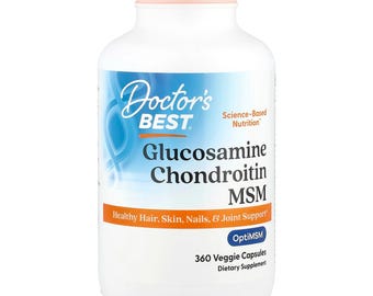 Doctor's Best Glucosamine Chondroïtine MSM, Cheveux, Peau, Ongles, Soutien des articulations (360 gélules végétales)