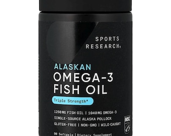 Sports Research, Huile de poisson oméga-3 d'Alaska, 90 gélules FS
