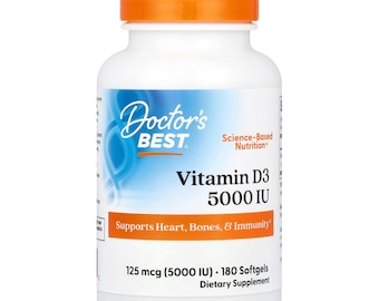 Doctor's Vitamin D3 5000 UI, soutient le cœur, les os et l'immunité (180 gélules)