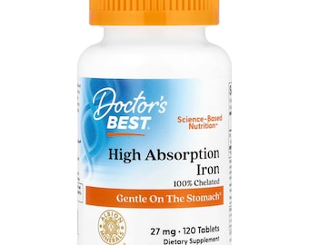 Doctor's Best Fer à haute absorption, 27 mg, 120 comprimés (supplément alimentaire)