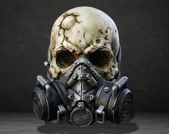Modelo 3D de calavera enmascarada, figura de calavera con máscara de gas STL (descarga digital)