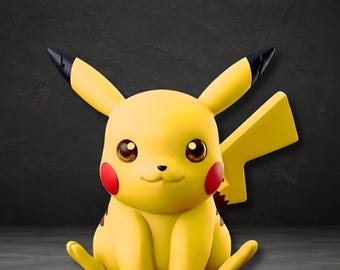 Figura de Pikachu, archivo STL de Pokémon para impresión 3D, estatua de Pikachu en formato STL, archivo STL digital de Pokémon, modelo STL de figura de Pikachu, diseño de modelo 3D STL de Pikachu