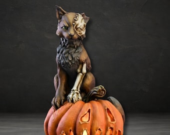 Zombie Cat Figure Stl, Jack-o'-lantern 3D Model (Digital Download)