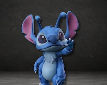 Modelo 3D de la figura de Stitch (archivo STL), diseño de estatua de Lilo & Stitch (descarga digital)