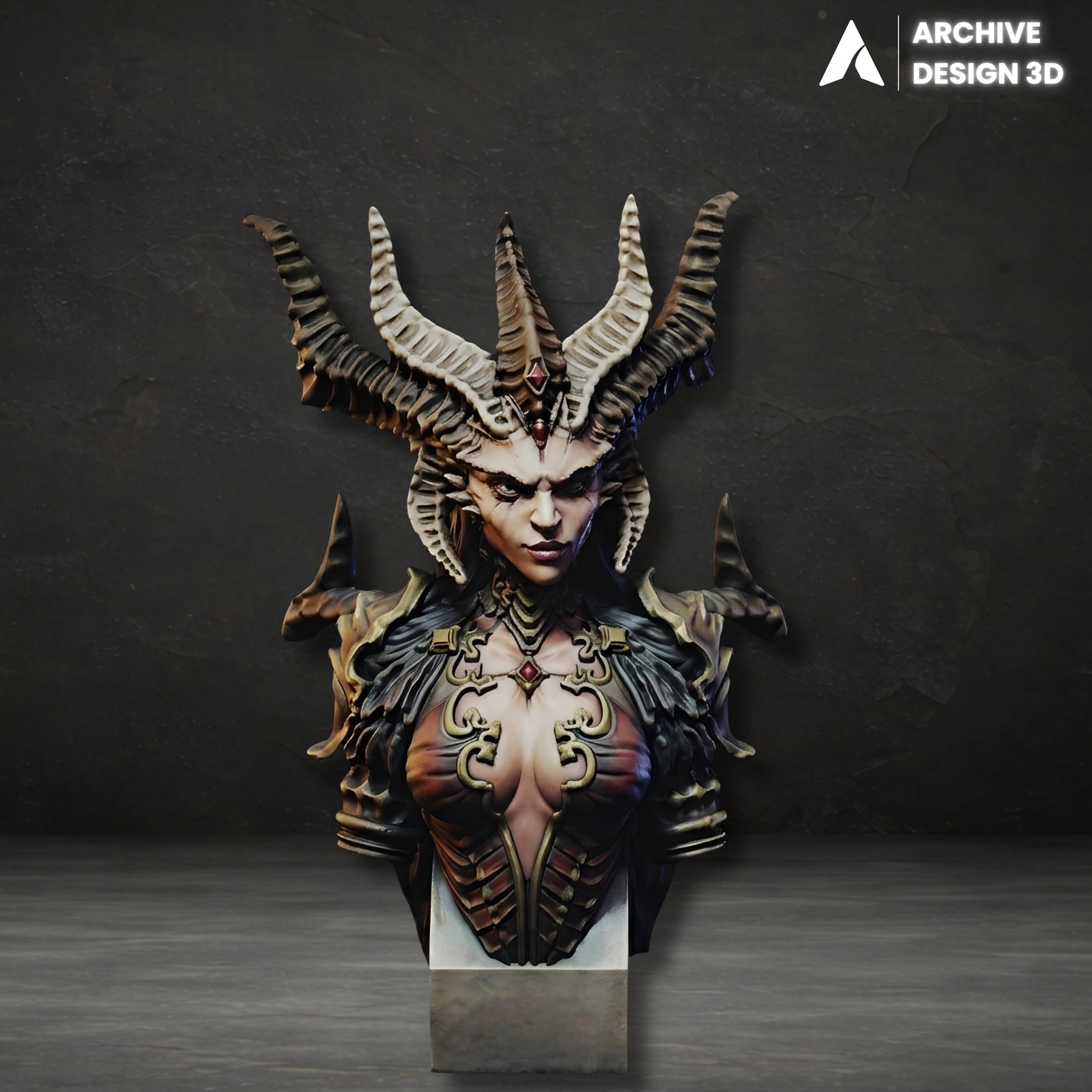 Lilith Bust STL, Diablo 3D Model, High Detail 3D Print File (Digital Download)