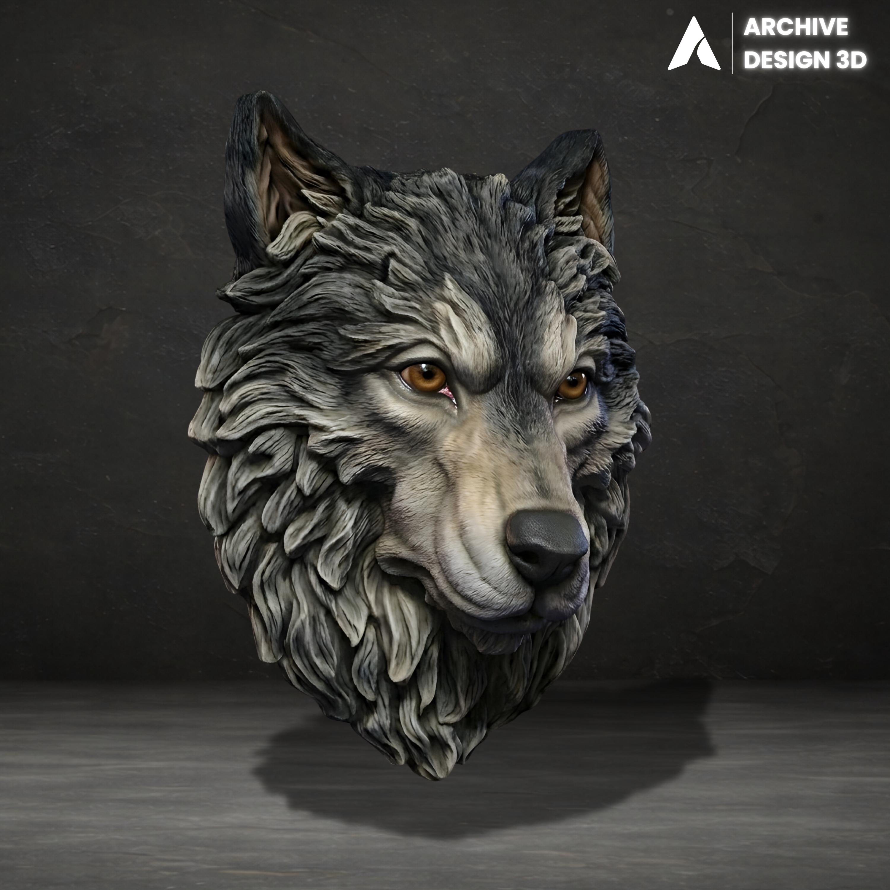 Wolf Head 3D Model, Wall Decoration STL File (Digital Download)