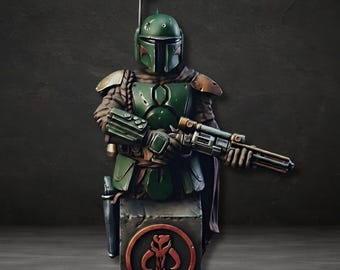 Boba Fett Bust, Boba Fett Stl File 3D Printing, Star Wars Stl 3D model design, Statue STL, Star Wars Digital STL, Star Wars Digital STL