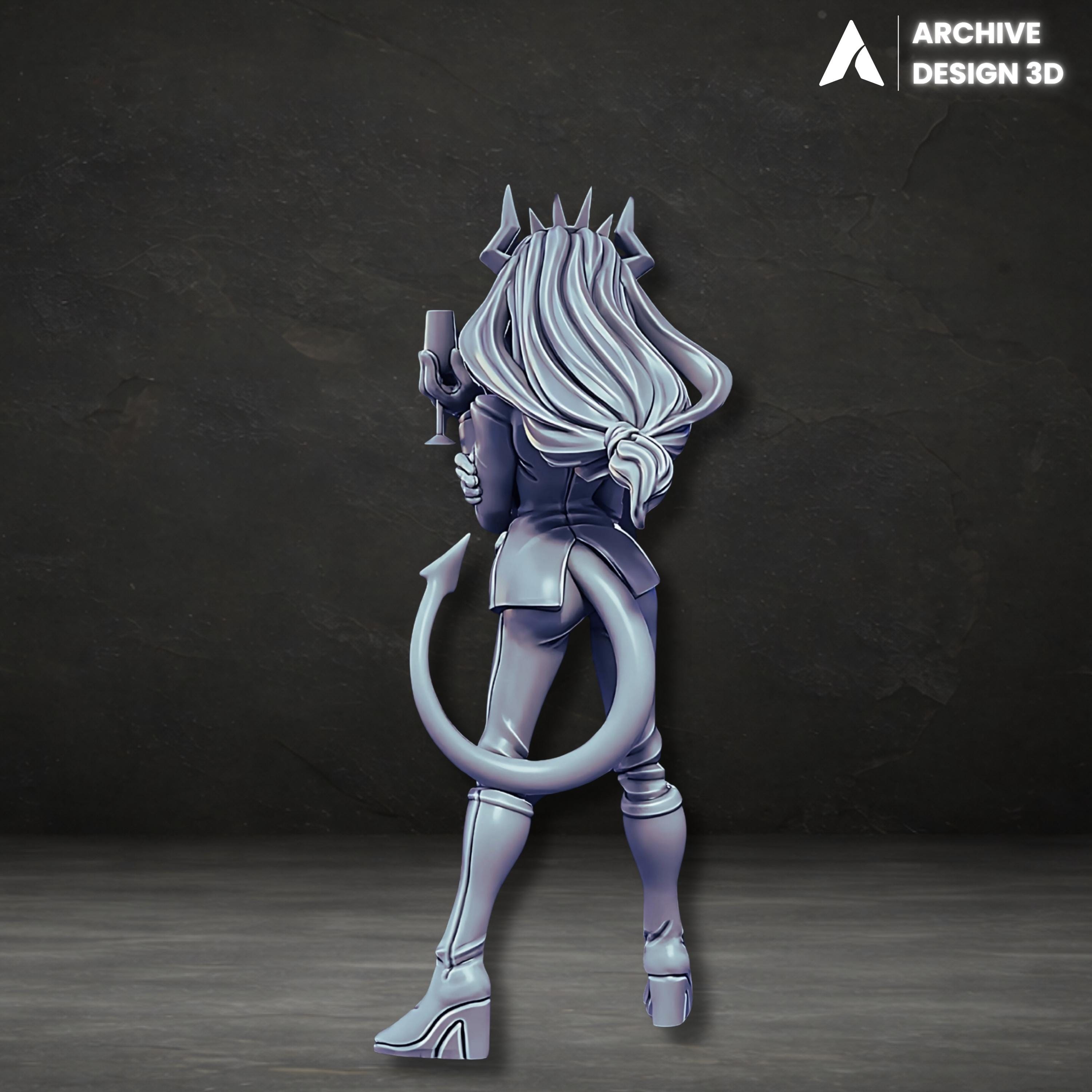 Lucifer Figure 3D Model STL, Helltaker Character Design (digital ...