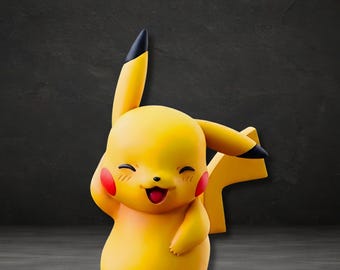 Figura de Pikachu 2, archivo STL de Pokémon para impresión 3D, Pikachu avergonzado STL, Pokémon digital STL, figura de Pikachu STL, diseño de modelo 3D de Pikachu STL