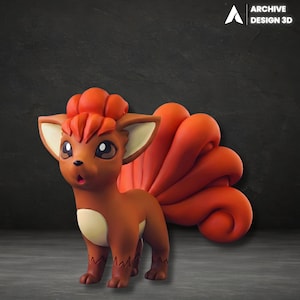 Vulpix-figur, Pokémon STL-fil 3D-utskrift, Vulpix-staty STL, Pokémon digital STL, Vulpix-figur STL-modell, Vulpix STL 3D-modelldesign