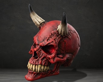 Archivo STL de calavera demoníaca, modelo para impresión 3D, estatua de figura de terror (descarga digital)