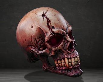Modelo 3D de cráneo de vampiro en formato STL, descarga digital de alta calidad.