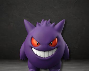 Figura de Gengar, archivo STL de Pokémon para impresión 3D, estatua de Gengar en formato STL, archivo STL digital de Pokémon, modelo STL de figura de Gengar, diseño de modelo 3D STL de Gengar