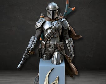 Busto de Mandaloriano, impresión 3D de archivo STL de Star Wars, estatua de Star Wars, STL digital de Star Wars, modelo STL de Mandaloriano, modelo 3D STL de Mandaloriano