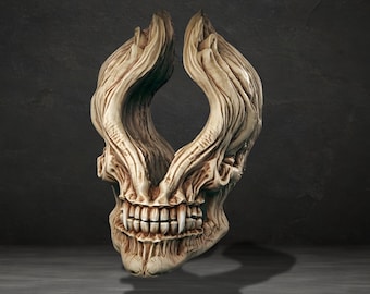Modelo 3D detallado de calavera en formato STL, figura de terror (descarga digital).