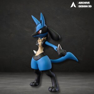 Lucario Figure, Pokemon Stl File 3D Printing, Lucario Statue, Pokemon Digital STL, Lucario Figure Stl Model, Lucario Stl 3D model design,