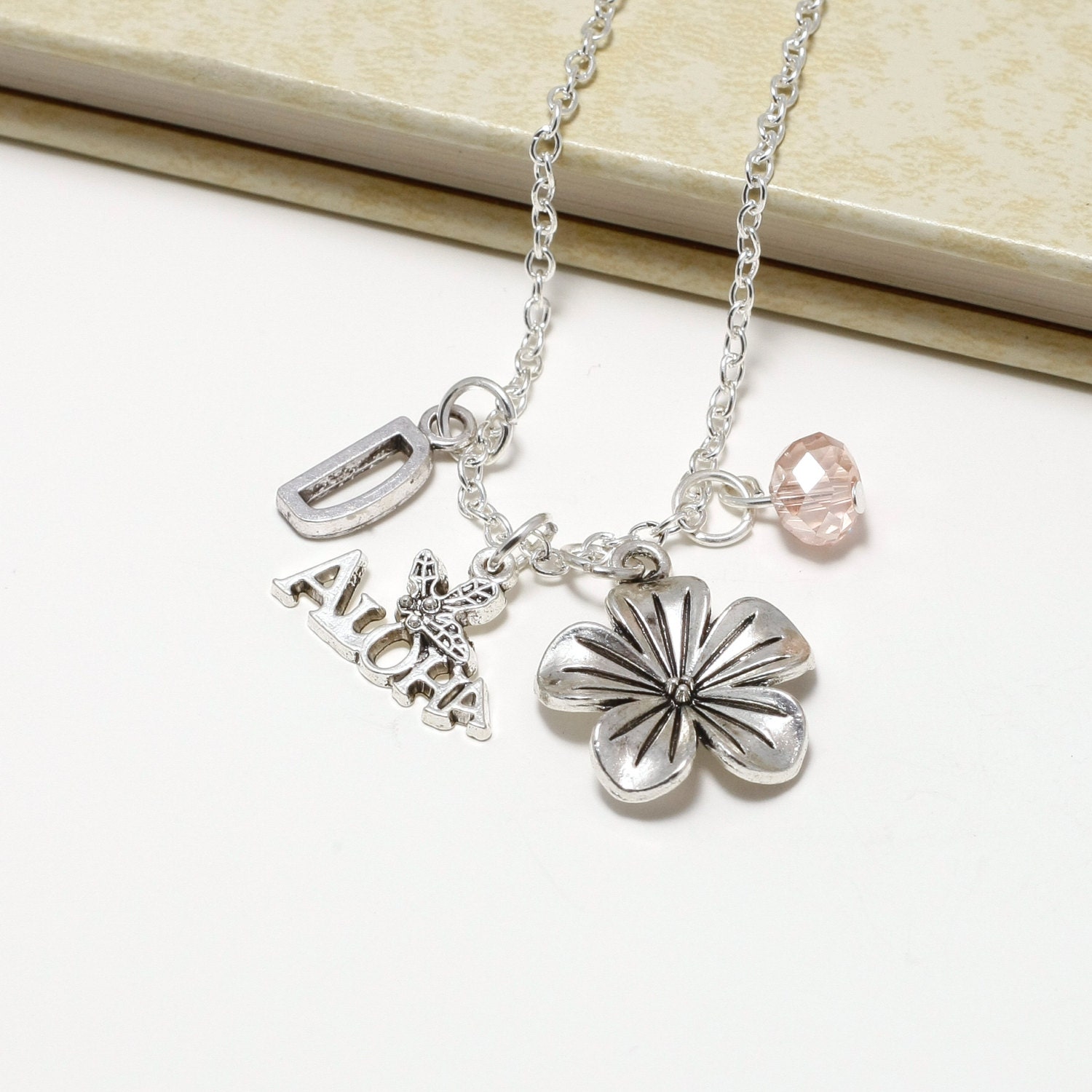 Personalized Hawaii Necklace with Your Initial and Birthstone Etsy