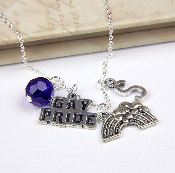 Personalized Gay Pride Necklace with Your Initial and Etsy
