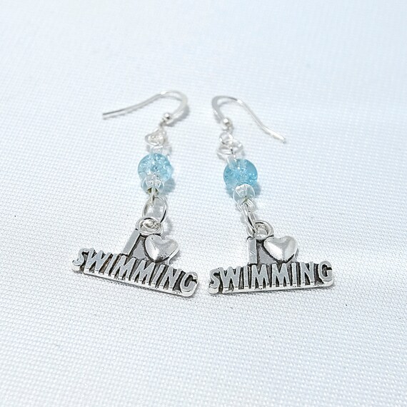 Personalized Swimmers Themed Earrings Etsy