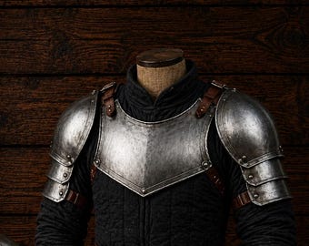 Medieval Knight Steel Pair Of Pauldrons With Handmade Steel Gorget Armor| Knight Shoulder and Chest Armor for LARP Cosplay & Roleplay