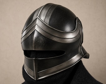 Deutscher Schaller Helm Mittelalter Rüstung Cosplay Helm mit Visier LARP Halloween Cosplay Dark Fantasy Krieger Rüstung Kostüm Weihnacht