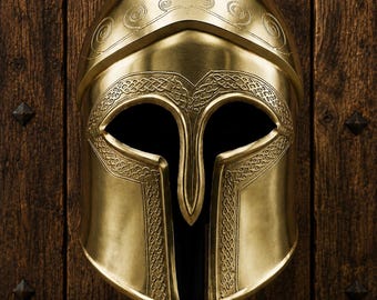 Greek Corinthian Helmet Spartan Armor Replica Ancient Warrior Bronze Helmet Renaissance Festival Costume Viking Home Décor – Gift for Him