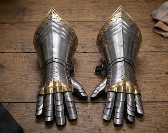 Guanti da cavaliere gotici medievali per le dita, ispirati all'armatura dei Nazgûl e al LARP, perfetti come regalo per Halloween e LARP.