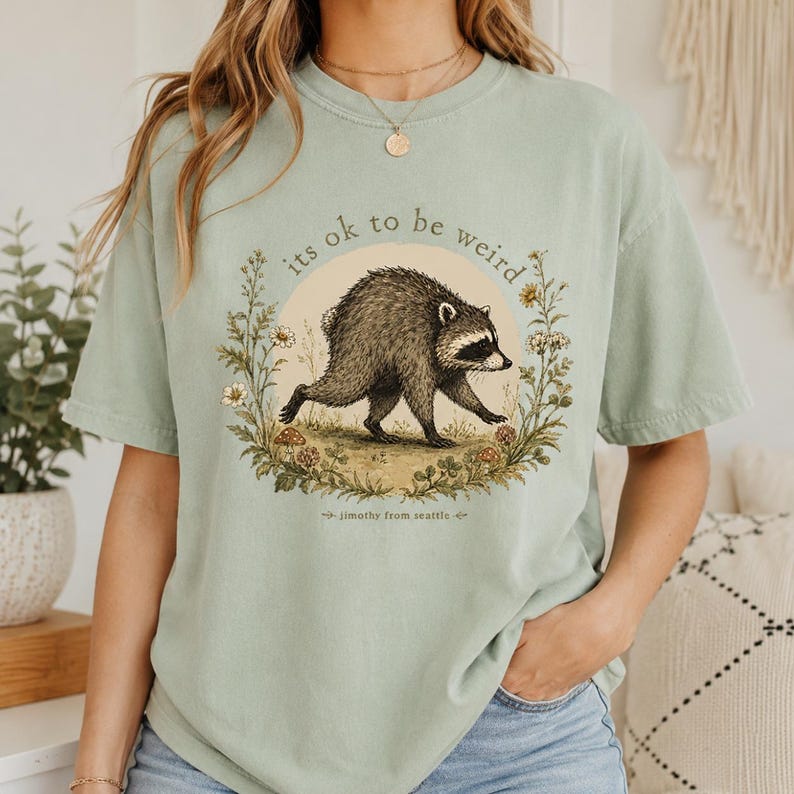 Jimothy from Seattle It’s OK to Be Weird Raccoon Cottagecore T-Shirt image 2