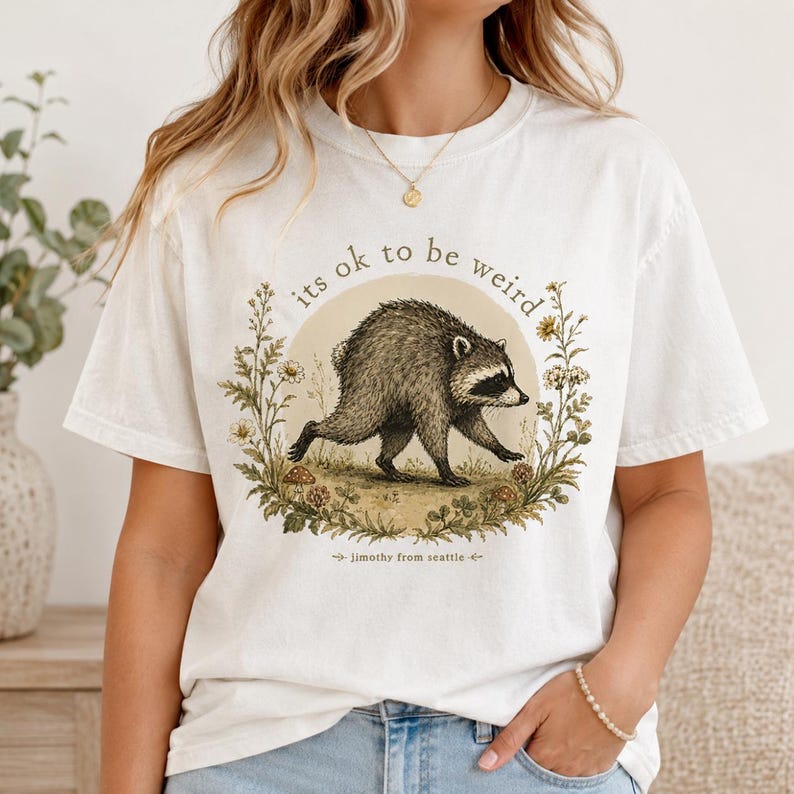 Jimothy from Seattle It’s OK to Be Weird Raccoon Cottagecore T-Shirt image 3