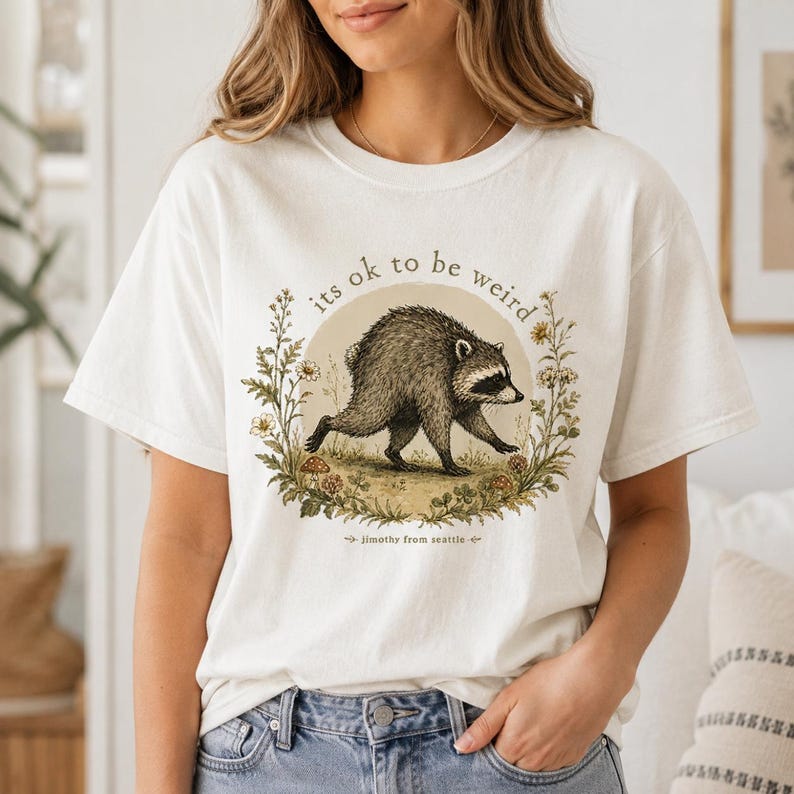 Jimothy from Seattle It’s OK to Be Weird Raccoon Cottagecore T-Shirt image 4