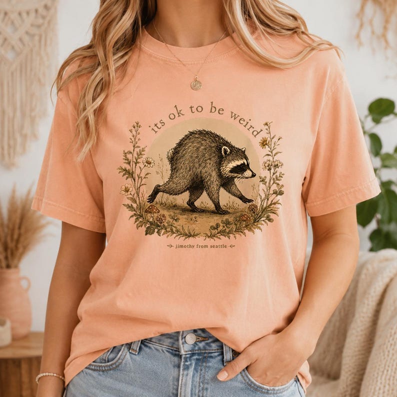 Jimothy from Seattle It’s OK to Be Weird Raccoon Cottagecore T-Shirt image 7