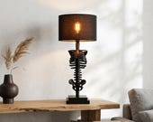 Gothic Skeleton Table Lamp Human Ribcage Spine Home Decor Spooky Bedside Light Halloween Party Decoration Dark Academia Aesthetic Desk Lamp